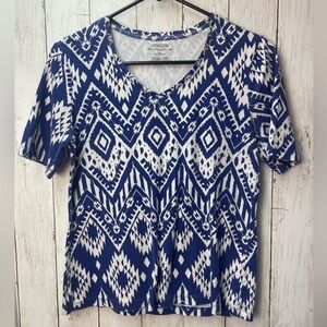 Chico's Blue Graphic Short Sleeve T-Shirt size 1